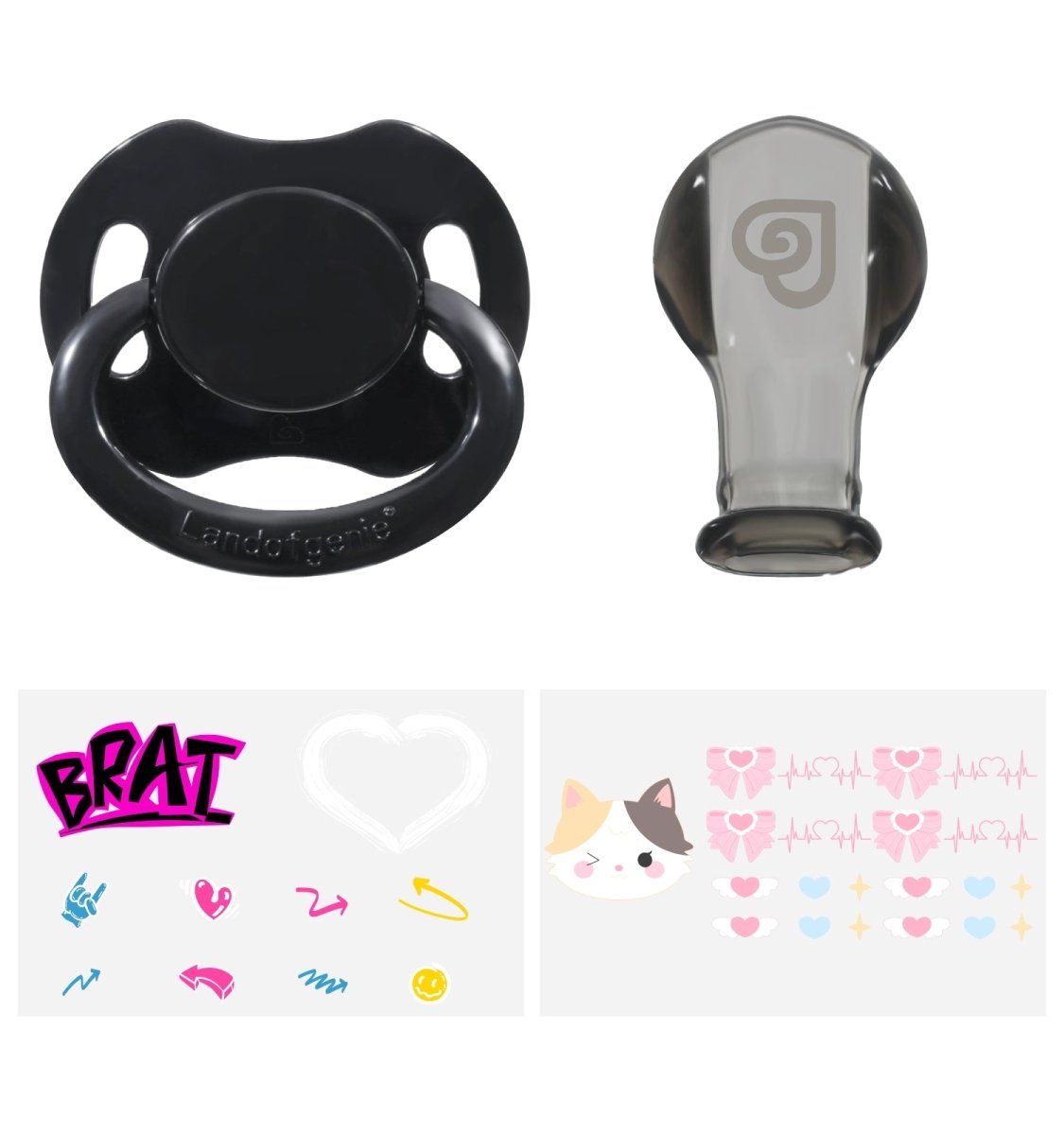 Landofgenie Replacement Pacifier Nipple and Cartoon Stickers Set - landofgenie