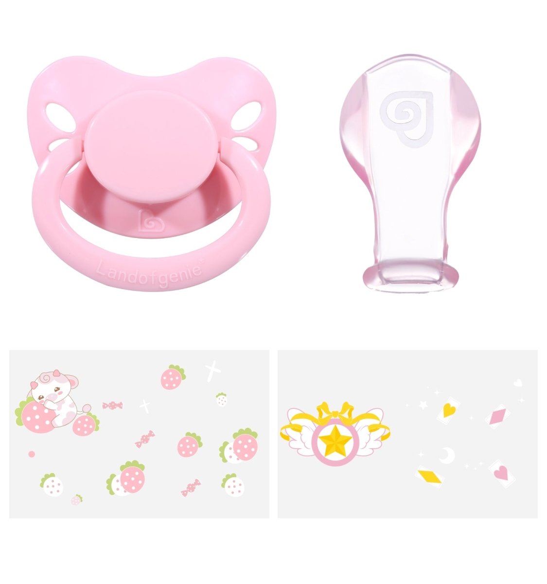 Landofgenie Replacement Pacifier Nipple and Cartoon Stickers Set - landofgenie