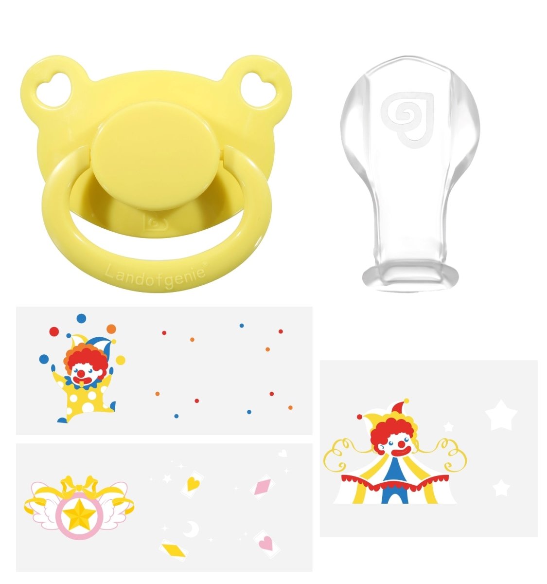 Landofgenie Replacement Pacifier Nipple and Cartoon Stickers Set - landofgenie
