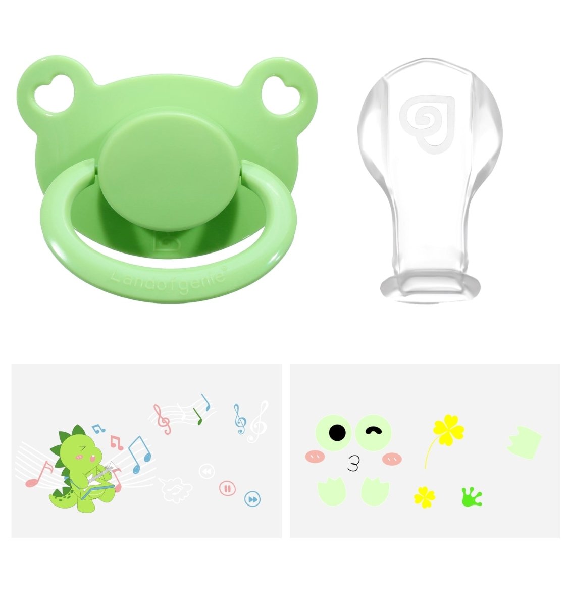 Landofgenie Replacement Pacifier Nipple and Cartoon Stickers Set - landofgenie