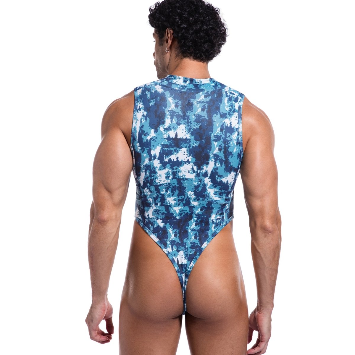 Landofgenie Take Down Singlet Jock with Zipper - Camo Blue - landofgenie