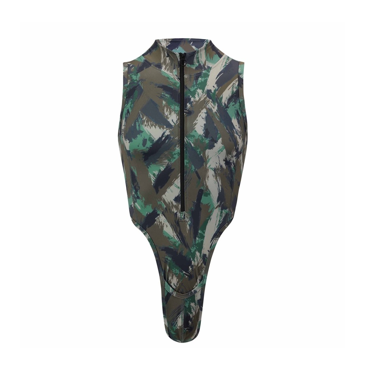 Landofgenie Take Down Singlet Jock with Zipper - Camo Green - landofgenie