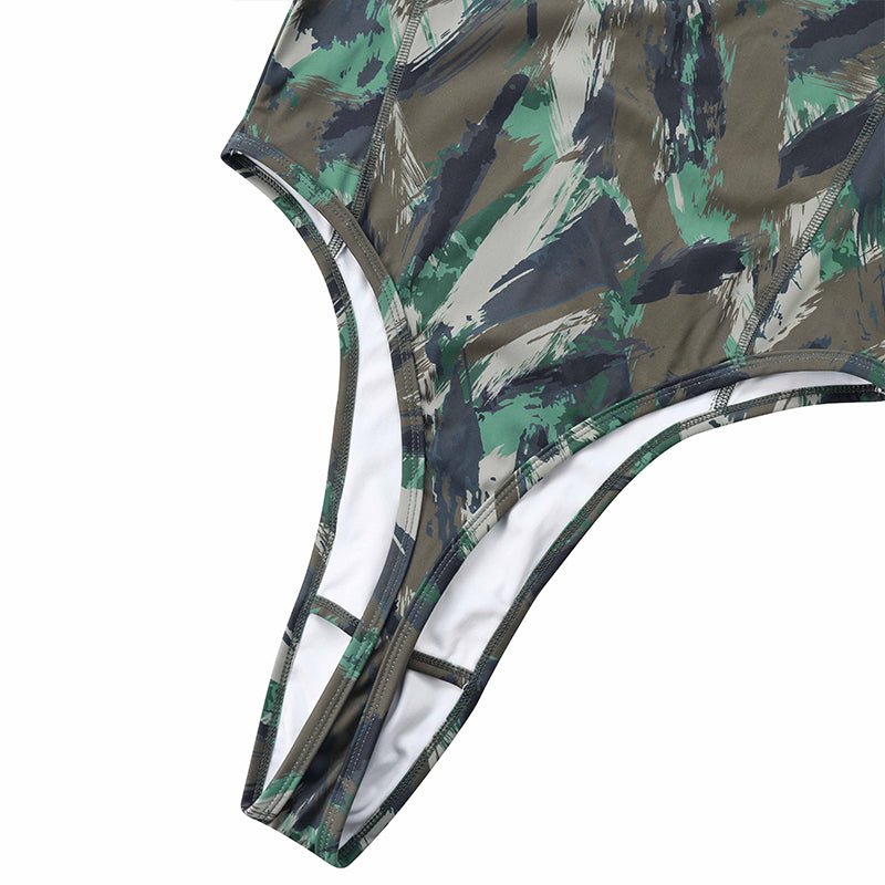 Landofgenie Take Down Singlet Jock with Zipper - Camo Green - landofgenie