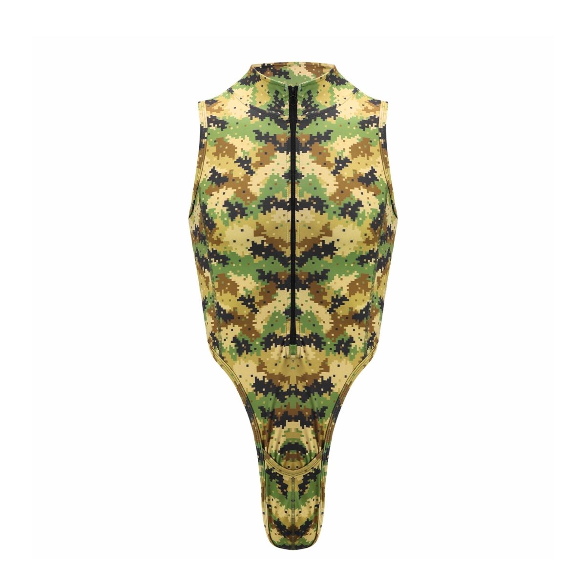 Landofgenie Take Down Singlet Jock with Zipper - Camo Yellow - landofgenie