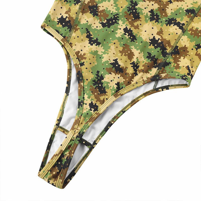 Landofgenie Take Down Singlet Jock with Zipper - Camo Yellow - landofgenie