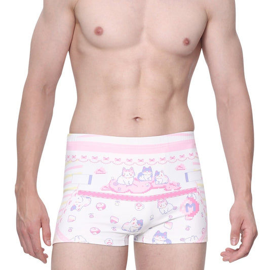 Landofgenie Unisex Cartoon Shorts - Pixel Cat - landofgenie