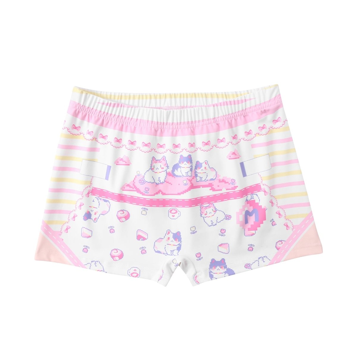 Landofgenie Unisex Cartoon Shorts - Pixel Cat - landofgenie