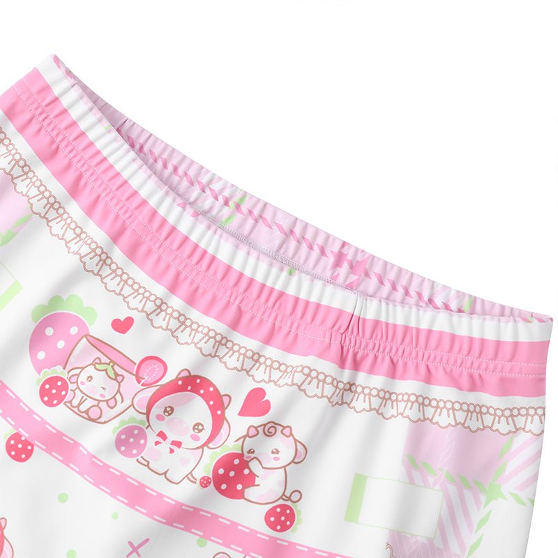 Landofgenie Unisex Cartoon Shorts - Strawberry Cow - landofgenie