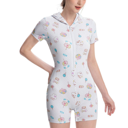 Landofgenie Women ABDL Print Onesie - Soft & Cute Animals - landofgenie