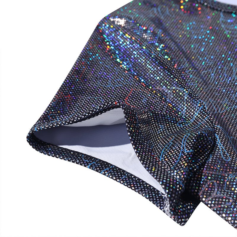 Landofgenie Women Metallic Print Onesie - Black - landofgenie