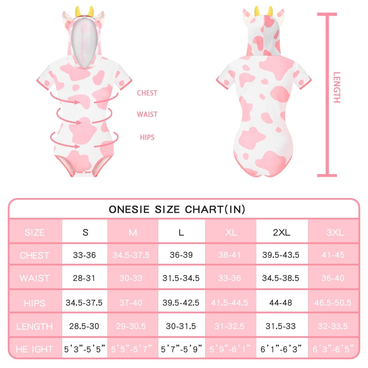 Landofgenie Women Print Onesie Snap Crotch - Pink Cow - landofgenie
