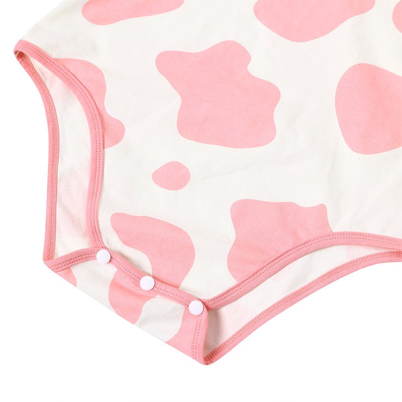 Landofgenie Women Print Onesie Snap Crotch - Pink Cow - landofgenie