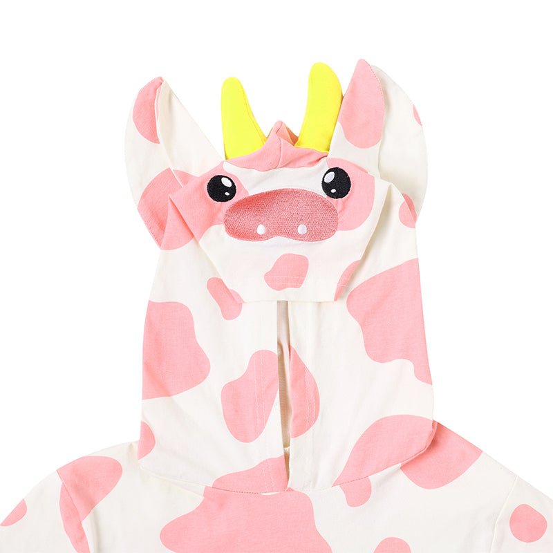 Landofgenie Women Print Onesie Snap Crotch - Pink Cow - landofgenie