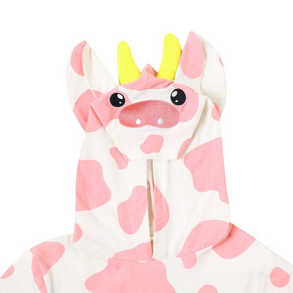 Landofgenie Women Print Onesie Snap Crotch - Pink Cow - landofgenie