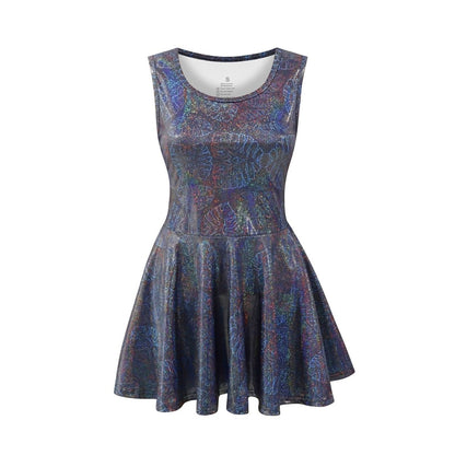 Landofgenie Women's A - Line Skirt Sleeveless Mini Party Dress - Black - landofgenie