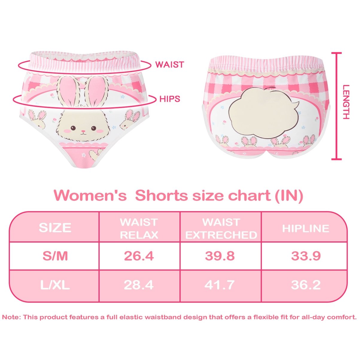 Landofgenie Womens Cartoon Shorts - Rabbit - landofgenie