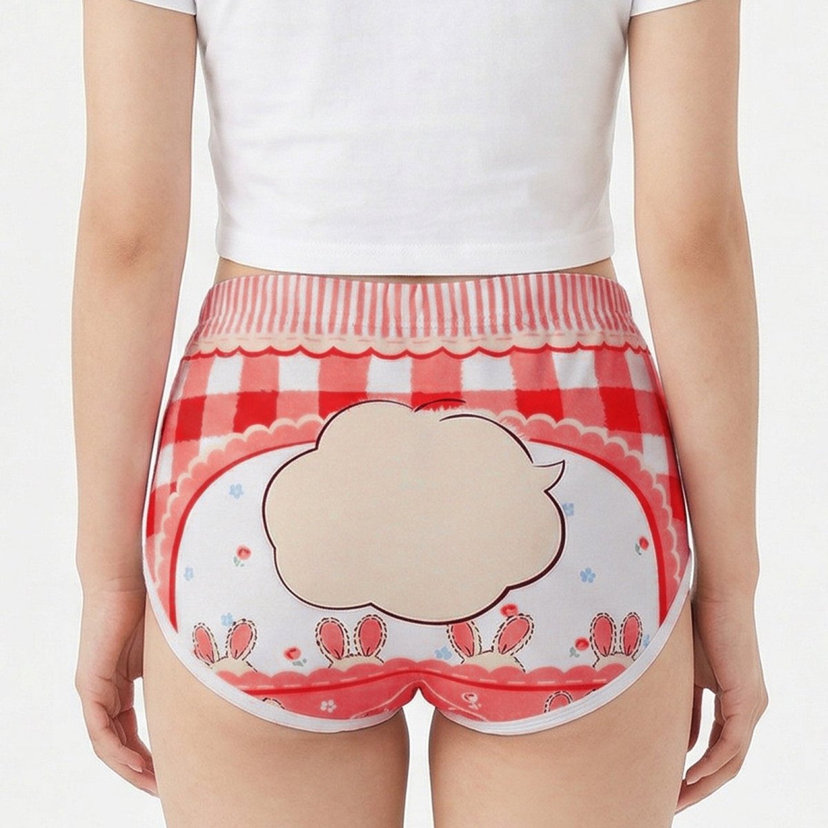 Landofgenie Womens Cartoon Shorts - Rabbit Red - landofgenie
