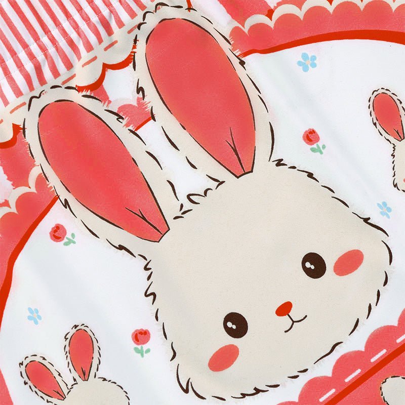 Landofgenie Womens Cartoon Shorts - Rabbit Red - landofgenie