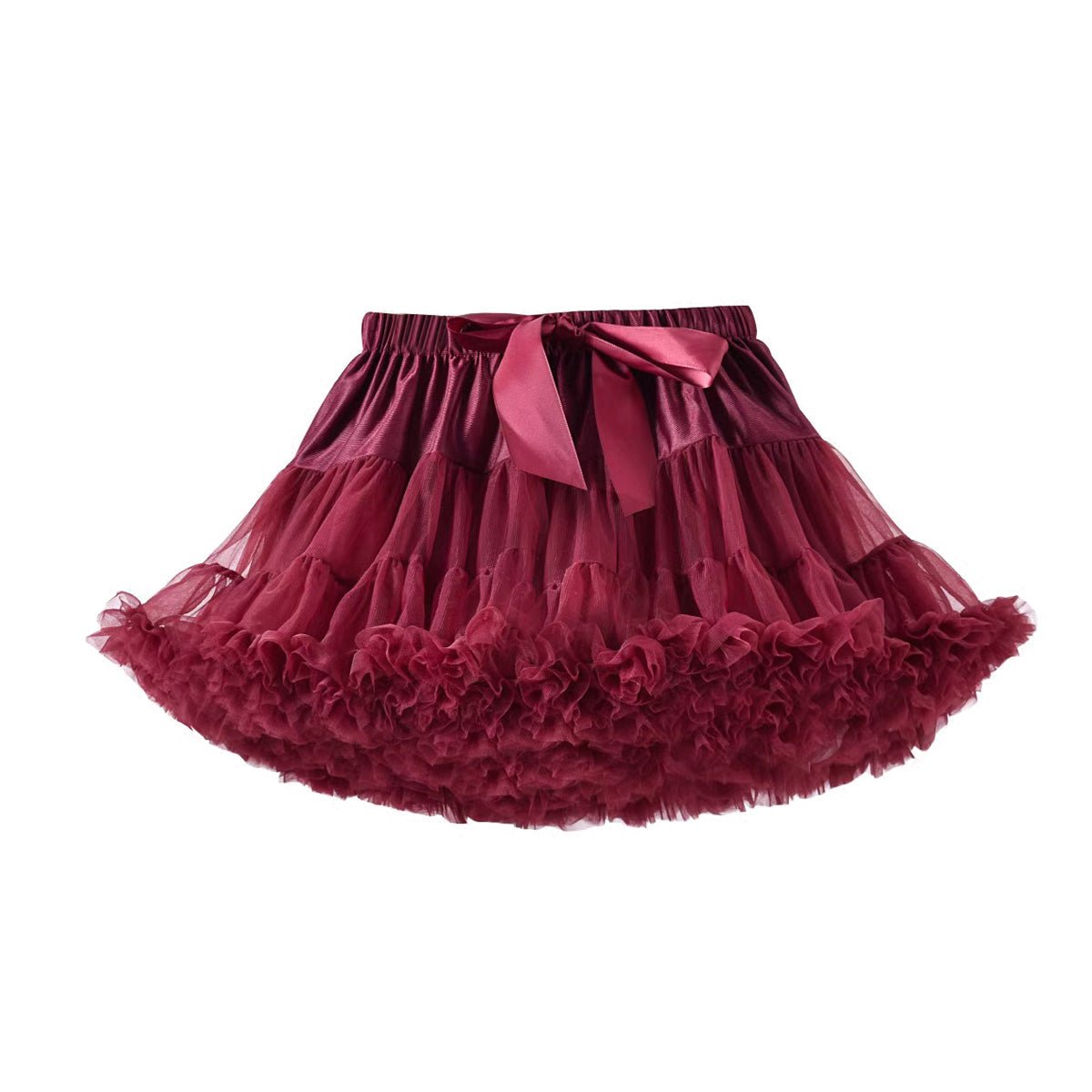 Landofgenie Women's Mesh Tulle Puffy Petticoat Tutu Ballet Bubble Short Ballerina Skirt - Red - landofgenie