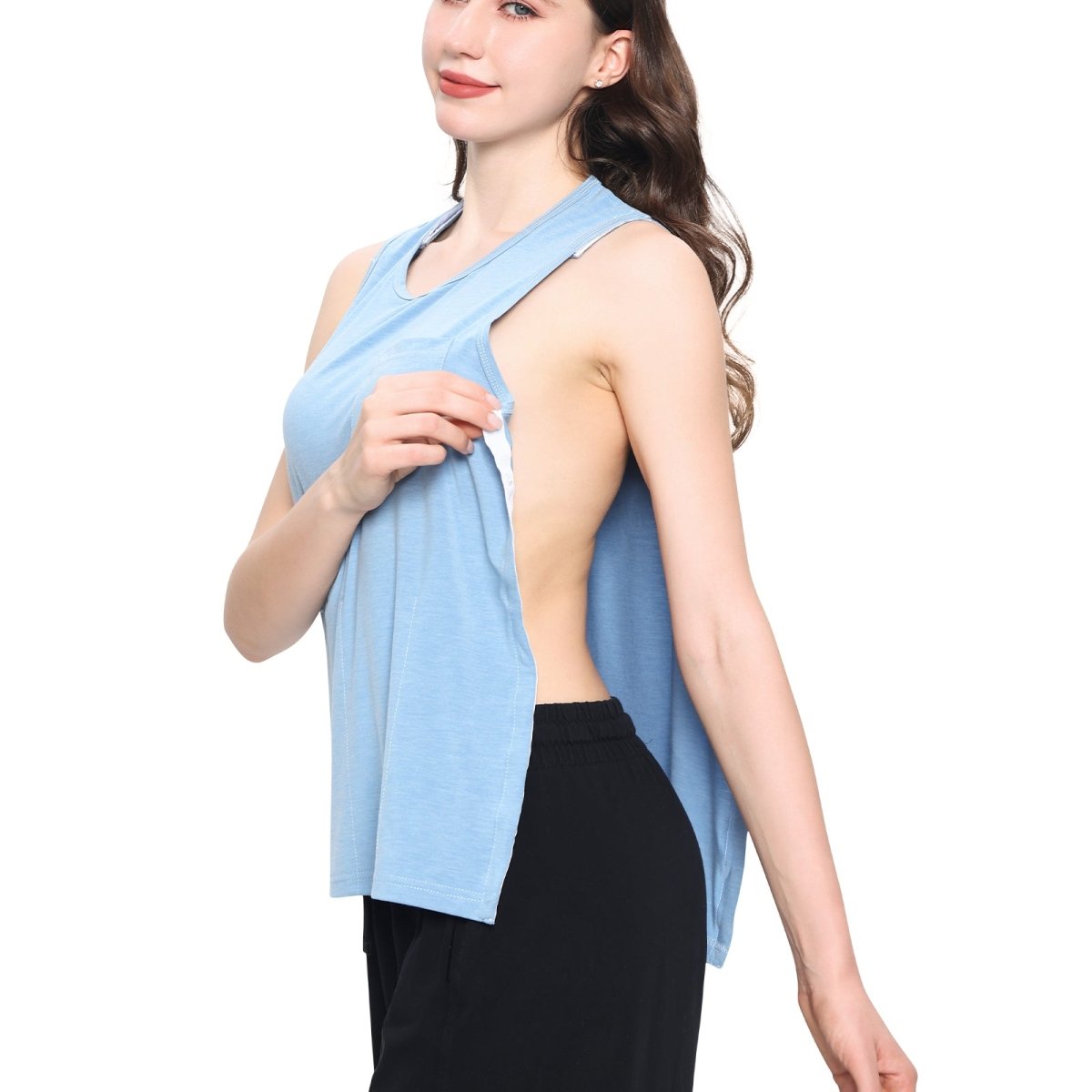 Landofgenie Women's Tear - Away Snap Tanks - Blue - landofgenie