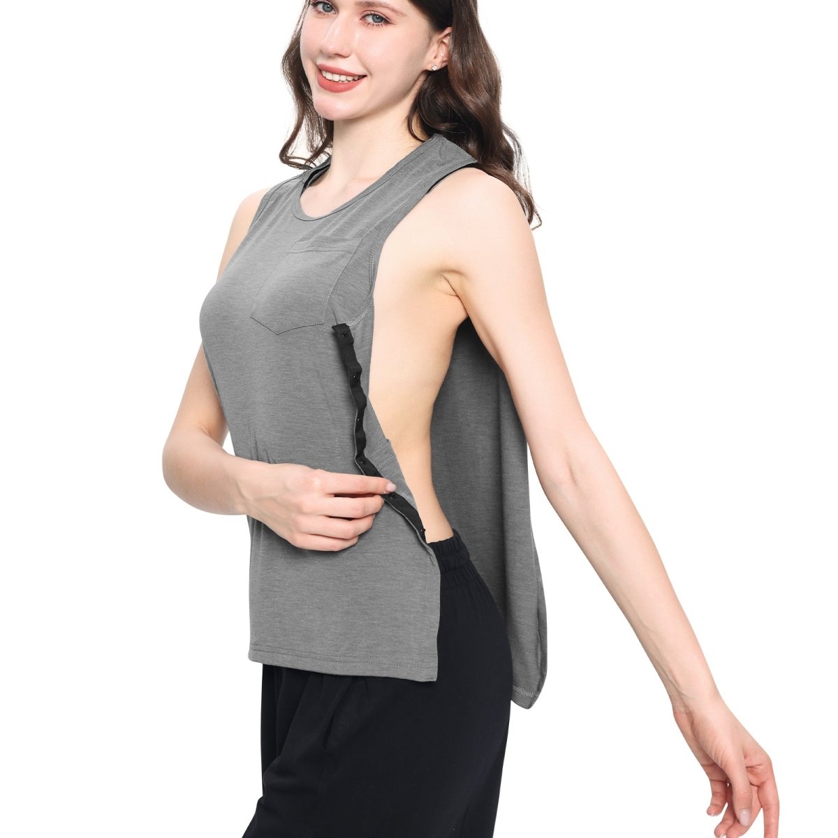 Landofgenie Women's Tear - Away Snap Tanks - Grey - landofgenie
