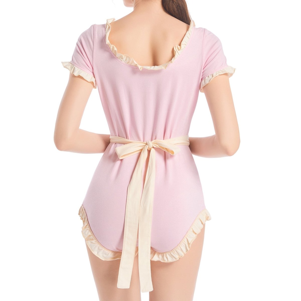 Landofgenie ABDL Bodysuit Cotton Onesie- Pink Maid Outfit - landofgenie