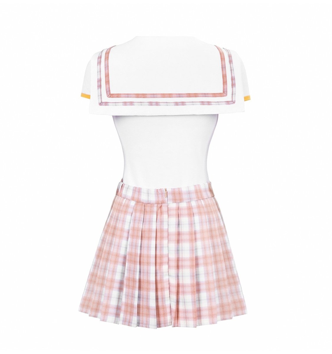 Landofgenie ABDL Cotton Bodysuit Plaid Skirt Set -Orange Cosplay Magical Onesie Skirt Set - landofgenie