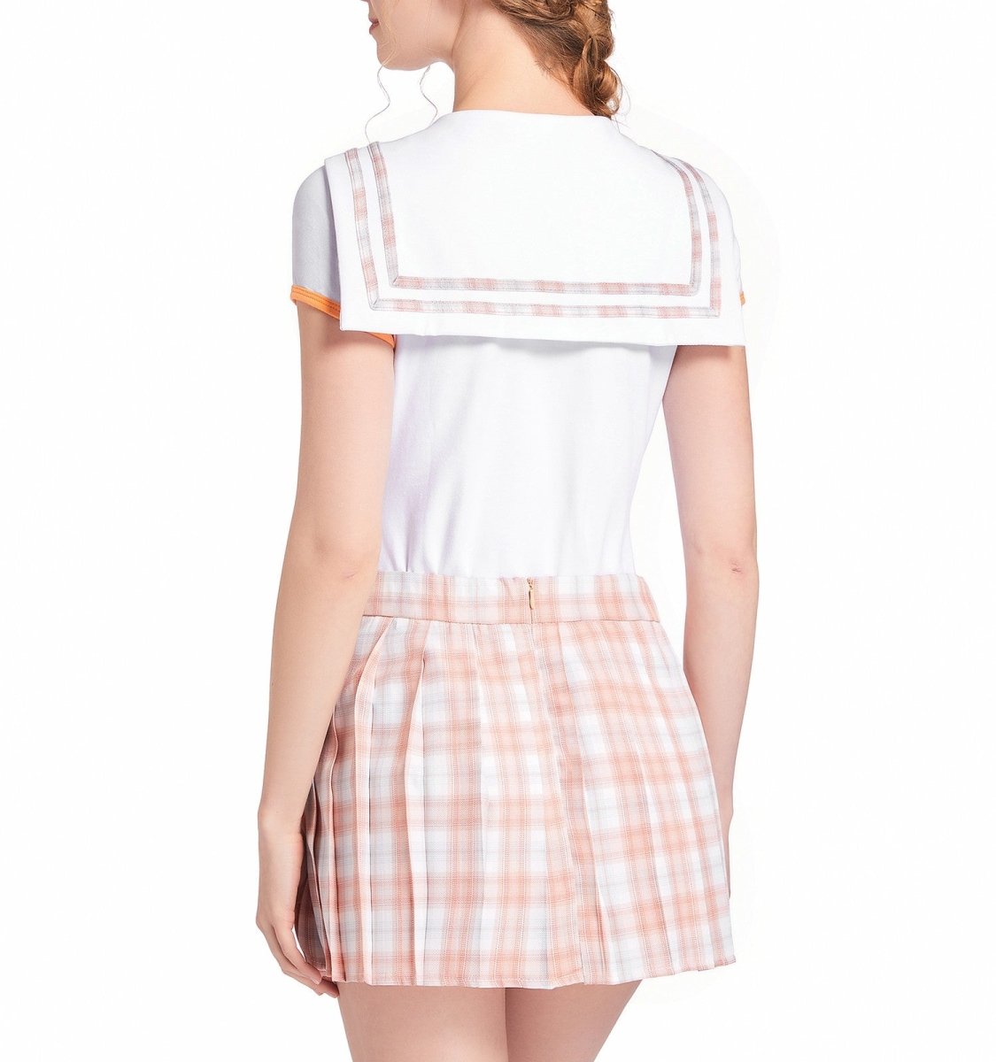 Landofgenie ABDL Cotton Bodysuit Plaid Skirt Set -Orange Cosplay Magical Onesie Skirt Set - landofgenie