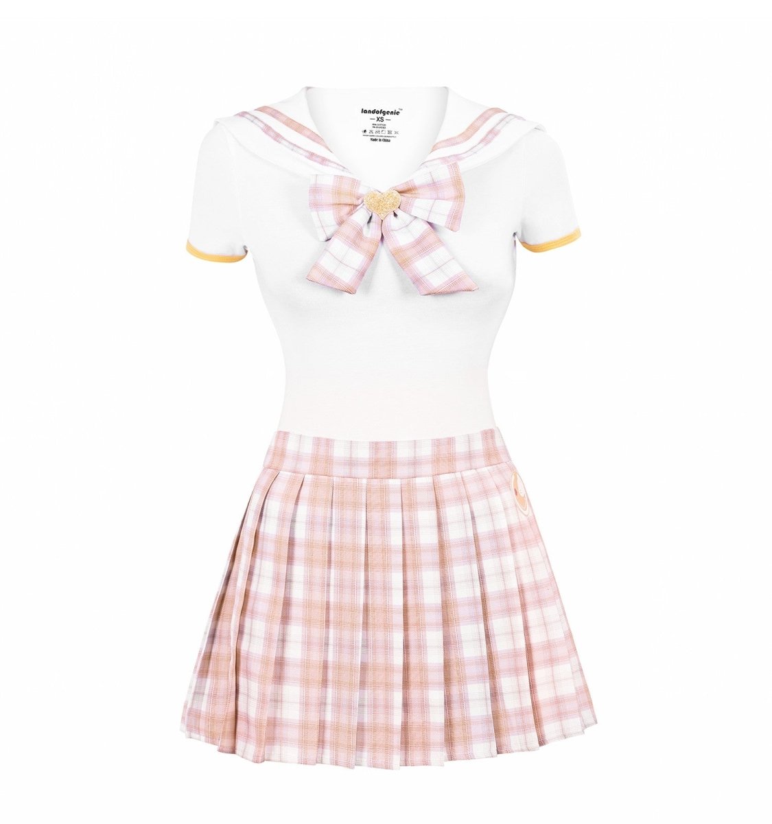 Landofgenie ABDL Cotton Bodysuit Plaid Skirt Set -Orange Cosplay Magical Onesie Skirt Set - landofgenie