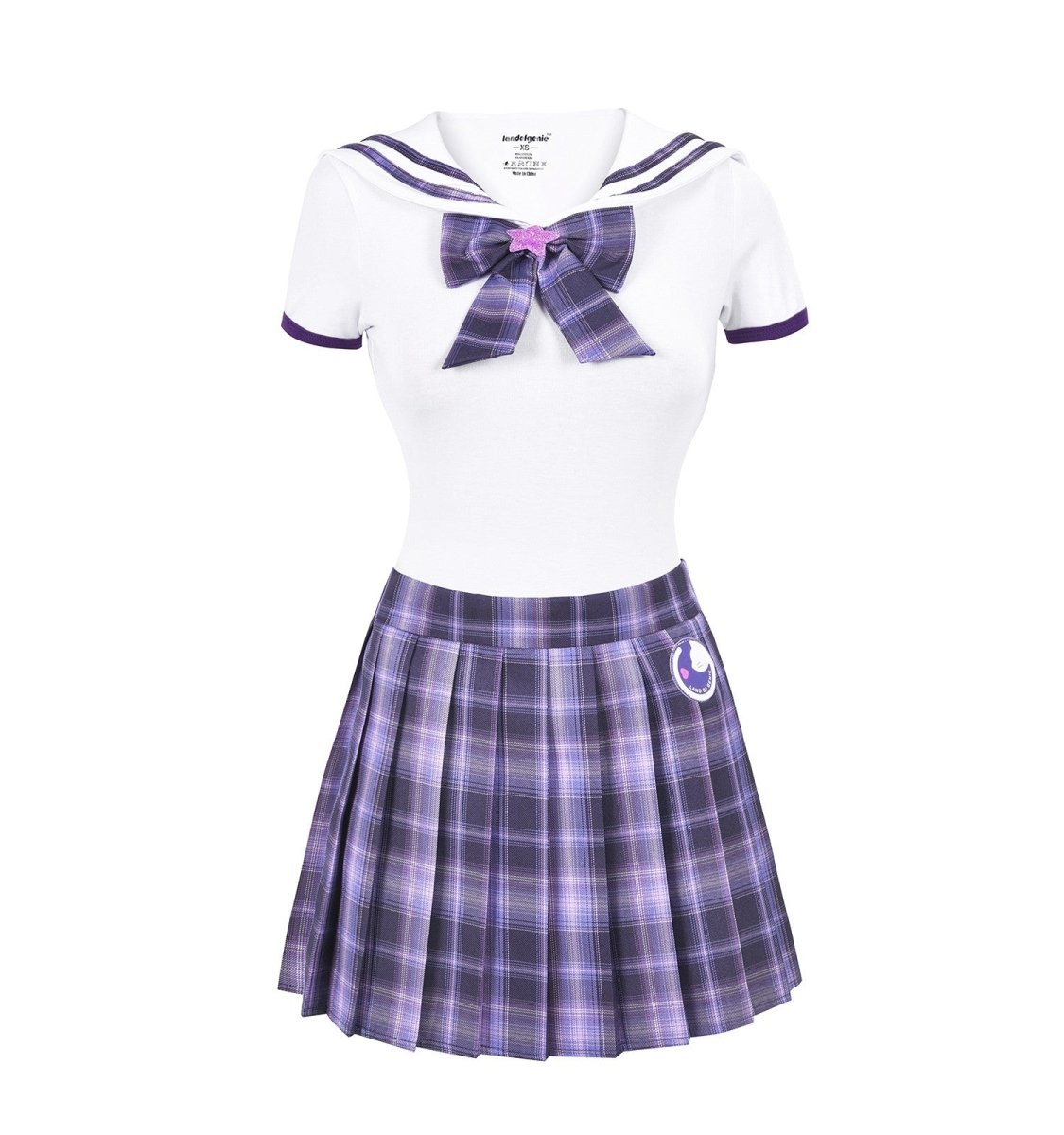 Landofgenie ABDL Cotton Bodysuit Plaid Skirt Set -Purple Cosplay Magical Onesie Skirt Set - landofgenie