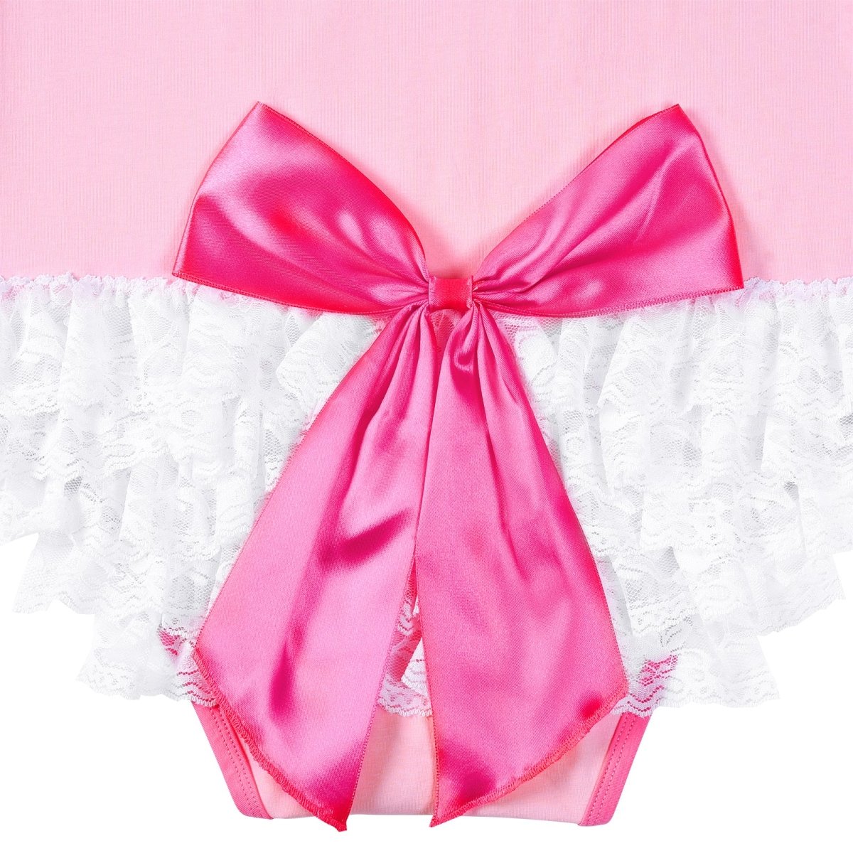 Landofgenie ABDL Cotton Pink Romper with Bow Lace - Daddy's Princess - landofgenie