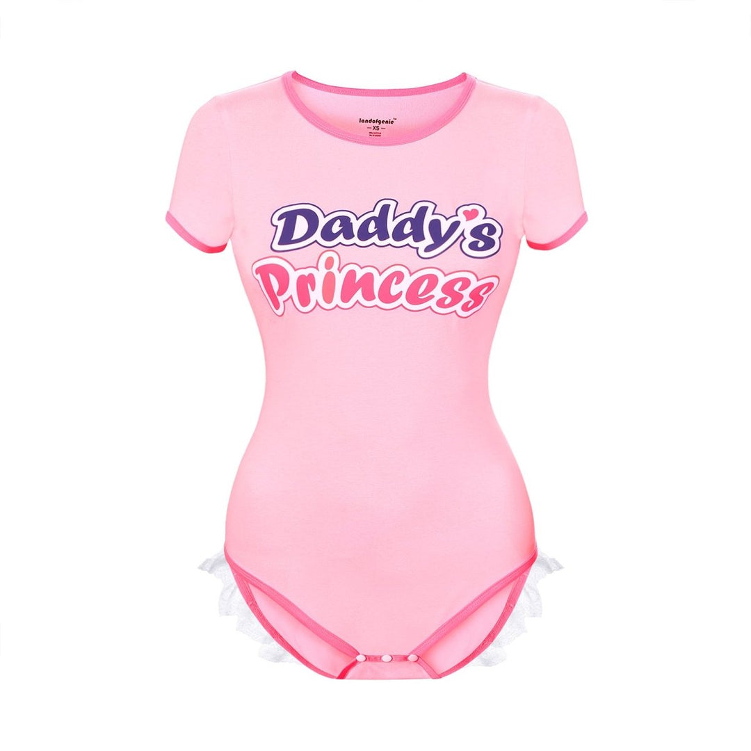 Landofgenie ABDL Cotton Pink Romper with Bow Lace