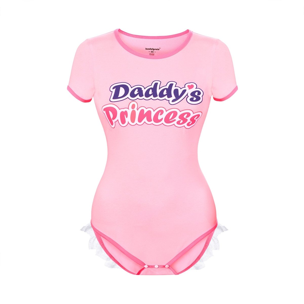 Landofgenie ABDL Cotton Pink Romper with Bow Lace - Daddy's Princess - landofgenie