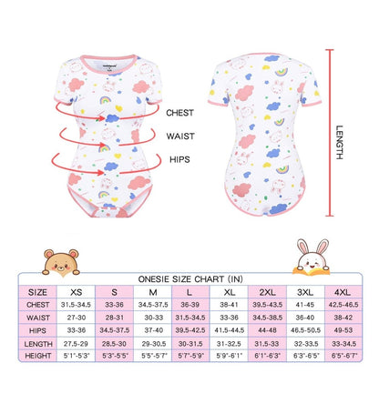 Landofgenie ABDL Onesie Womens Cotton Bodysuit - Bunny Print - landofgenie