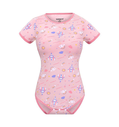 Landofgenie ABDL Onesie Womens Cotton Bodysuit - Candy Castle - landofgenie