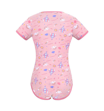 Landofgenie ABDL Onesie Womens Cotton Bodysuit - Candy Castle - landofgenie