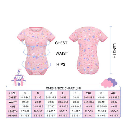 Landofgenie ABDL Onesie Womens Cotton Bodysuit - Candy Castle - landofgenie