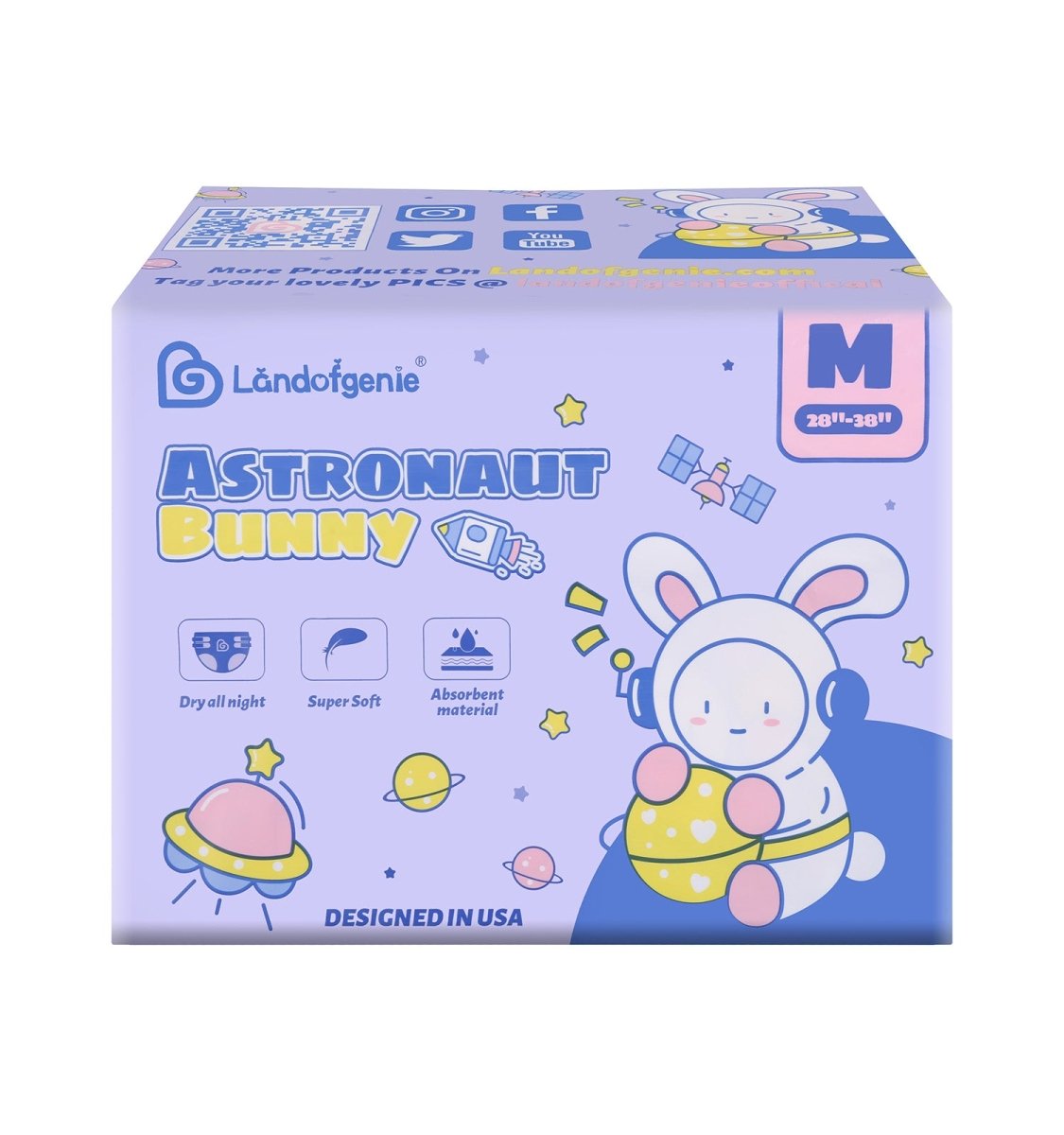 Landofgenie Adult ABDL Diapers Overnight Adult Diapers With 10 Pieces - Astronaut Bunny - landofgenie