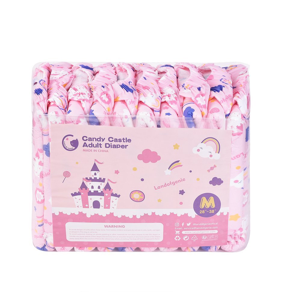 Landofgenie Adult ABDL Diapers Overnight Adult Diapers With 10 Pieces - Candy Castle - landofgenie