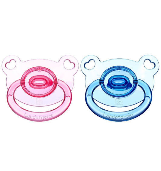 Landofgenie Adult Sized Gloss Pacifier - Pink & Blue Bear Paci - landofgenie