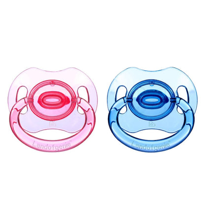 Landofgenie Adult Sized Gloss Pacifier - Pink & Blue Bone Paci - landofgenie