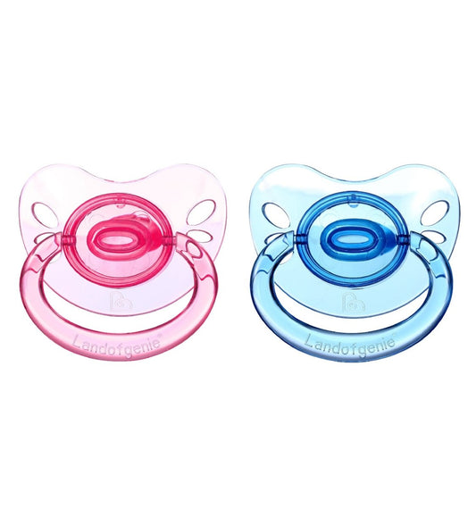 Landofgenie Adult Sized Gloss Pacifier - Pink & Blue Butterfly Paci - landofgenie