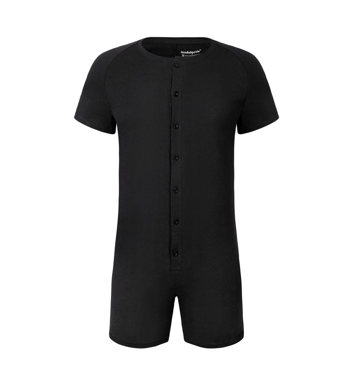Landofgenie Basic Cotton Men One Piece Pajama - Black - landofgenie