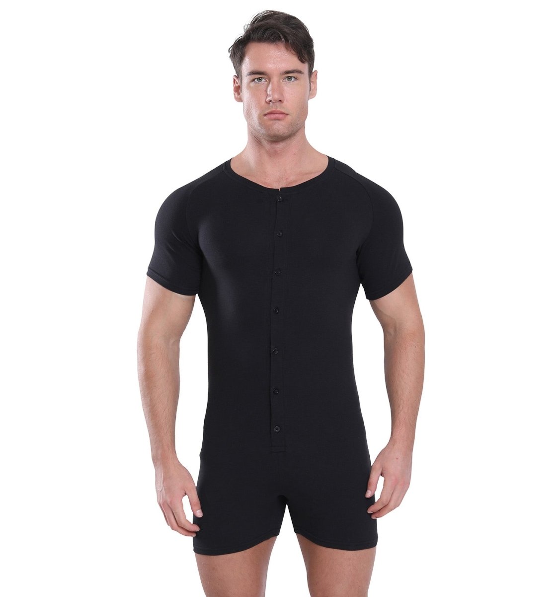 Landofgenie Basic Cotton Men One Piece Pajama - Black - landofgenie