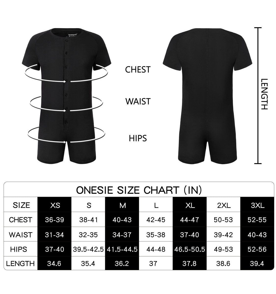 Landofgenie Basic Cotton Men One Piece Pajama - Black - landofgenie