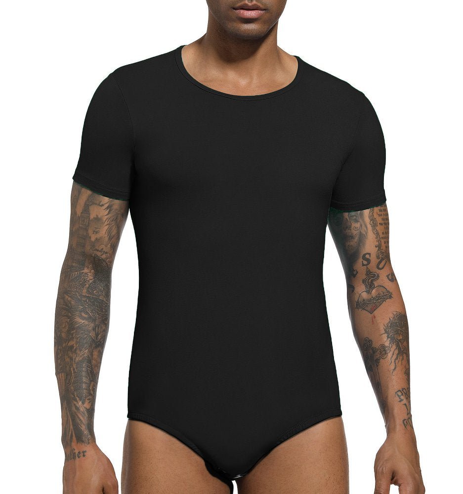 Landofgenie Basic Men Cotton Black Bodysuit - landofgenie