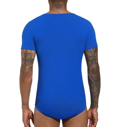 Landofgenie Basic Men Cotton Blue Bodysuit - landofgenie