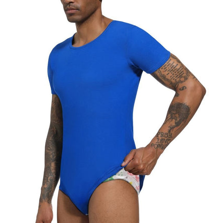 Landofgenie Basic Men Cotton Blue Bodysuit - landofgenie