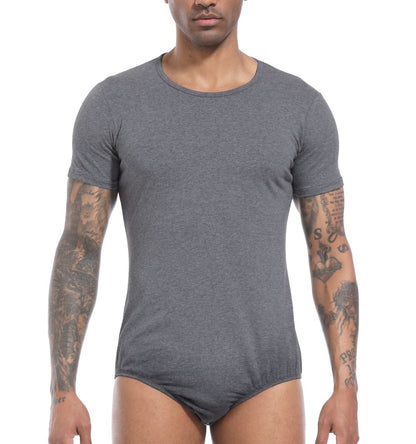 Landofgenie Basic Men Cotton Gray Bodysuit - landofgenie