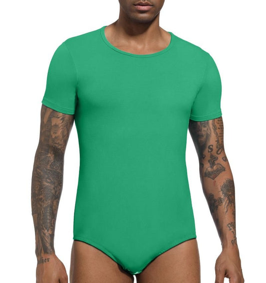 Landofgenie Basic Men Cotton Green Bodysuit - landofgenie